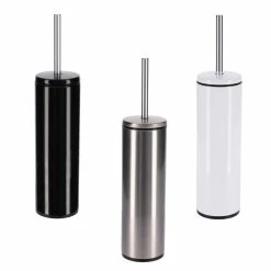 New ✔️ Evideco Freestanding Round Stainless Steel Toilet Brush And Holder Set - 15.8 Inches H X 4" Diam Black 🧨