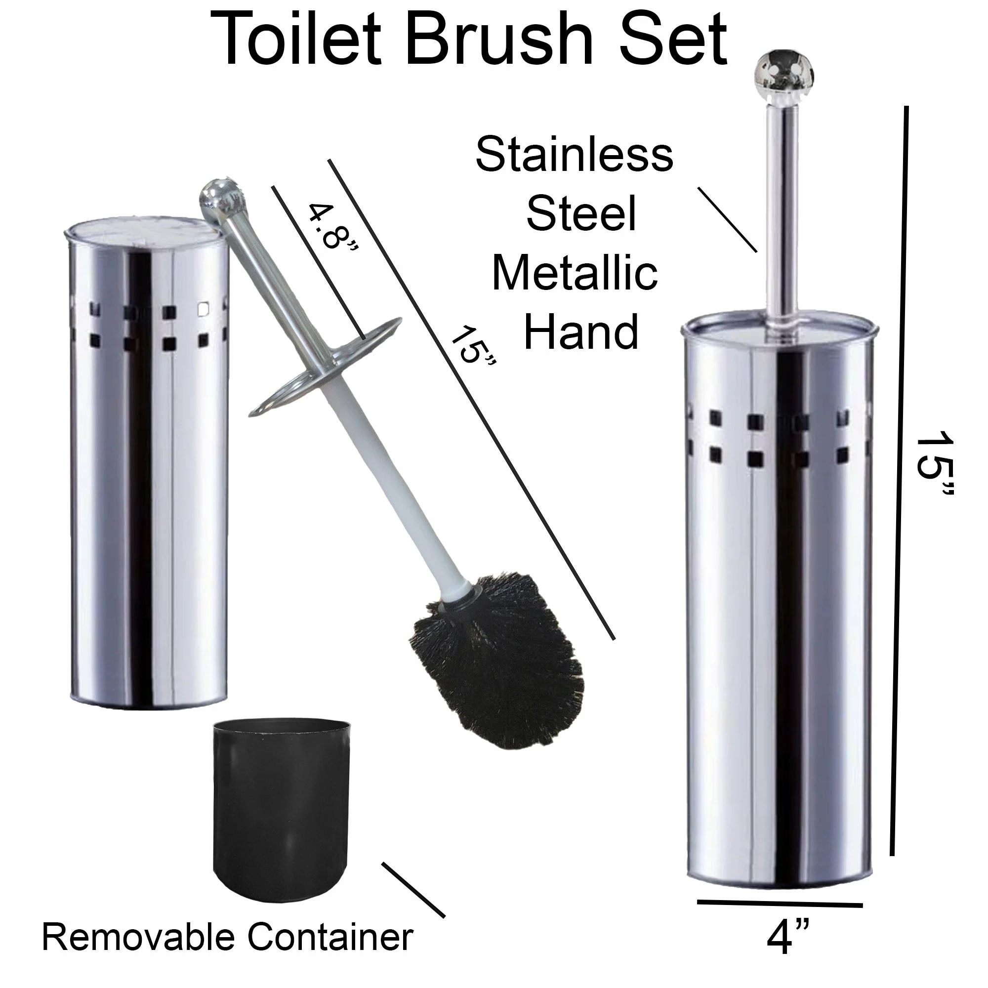 New π Evideco Freestanding Round Toilet Brush And Holder Set Metal Black βοΈ 5 New π Evideco Freestanding Round Toilet Brush And Holder Set Metal Black βοΈ - Image 5