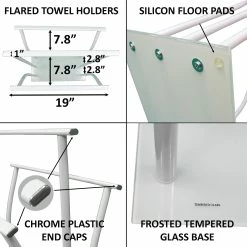 Hot Sale ✨ Evideco Freestanding Towel Rack Three Bars Tempered White Glass Base - 19 L X 13.8 D X 30 H 🔥 -Evideco Shop Freestanding Towel Rack Three Bars Tempered White Glass Base 5