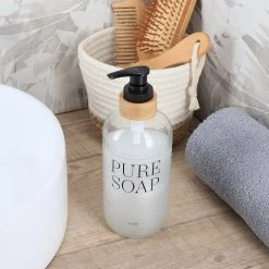 Top 10 ✨ Evideco Glass And Bamboo Soap Dispenser PURE SOAP 17 Or 34 FL OZ - Clear 🎁