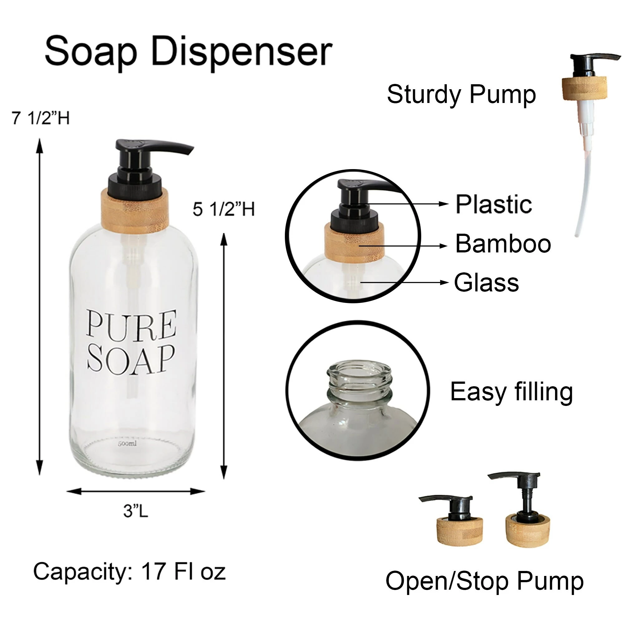 Top 10 β¨ Evideco Glass And Bamboo Soap Dispenser PURE SOAP 17 Or 34 FL OZ - Clear π 9 Top 10 β¨ Evideco Glass And Bamboo Soap Dispenser PURE SOAP 17 Or 34 FL OZ - Clear π - Image 9