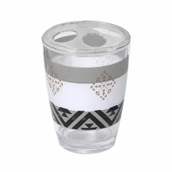 Flash Sale 🔥 Evideco Kenya Clear Toothbrush Holder Stand For Bathroom Vanity Countertop - White, Black, Grey, Gold - 3" L X 3" W X 4.8" H 🌟