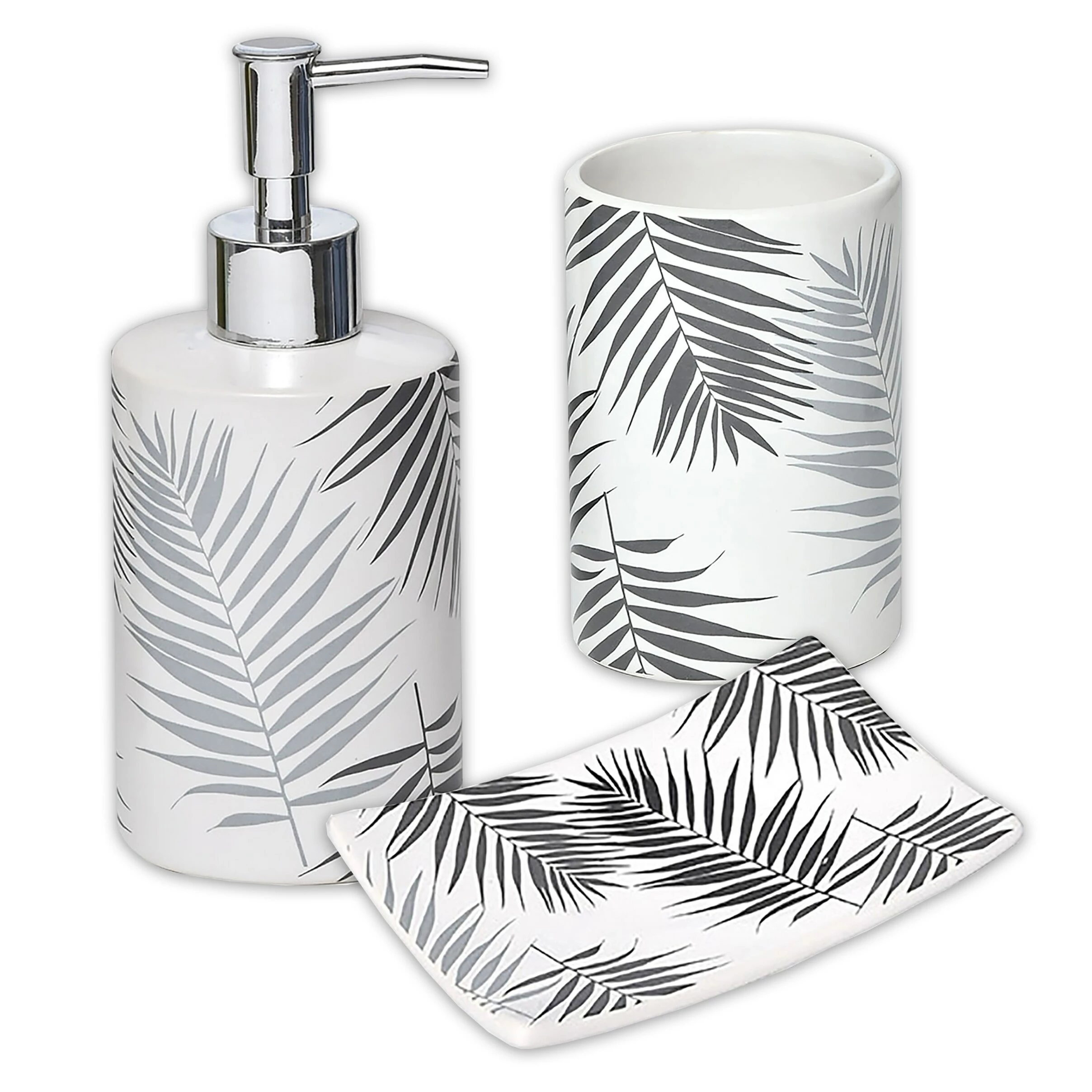 Discount π Evideco Bathroom Accessory Set 3-Pieces Lodge Jungle Leaves β 2 Discount π Evideco Bathroom Accessory Set 3-Pieces Lodge Jungle Leaves β - Image 2