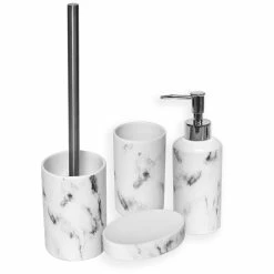 New 🧨 Evideco Marble Collection Bath Accessory Set Pieces Full Set 4 Pieces 🌟