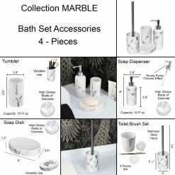 New 𧨠Evideco Marble Collection Bath Accessory Set Pieces Full Set 4 Pieces π 18 New 𧨠Evideco Marble Collection Bath Accessory Set Pieces Full Set 4 Pieces π -Evideco Shop Marble Collection Bath Accessory Set Pieces 5
