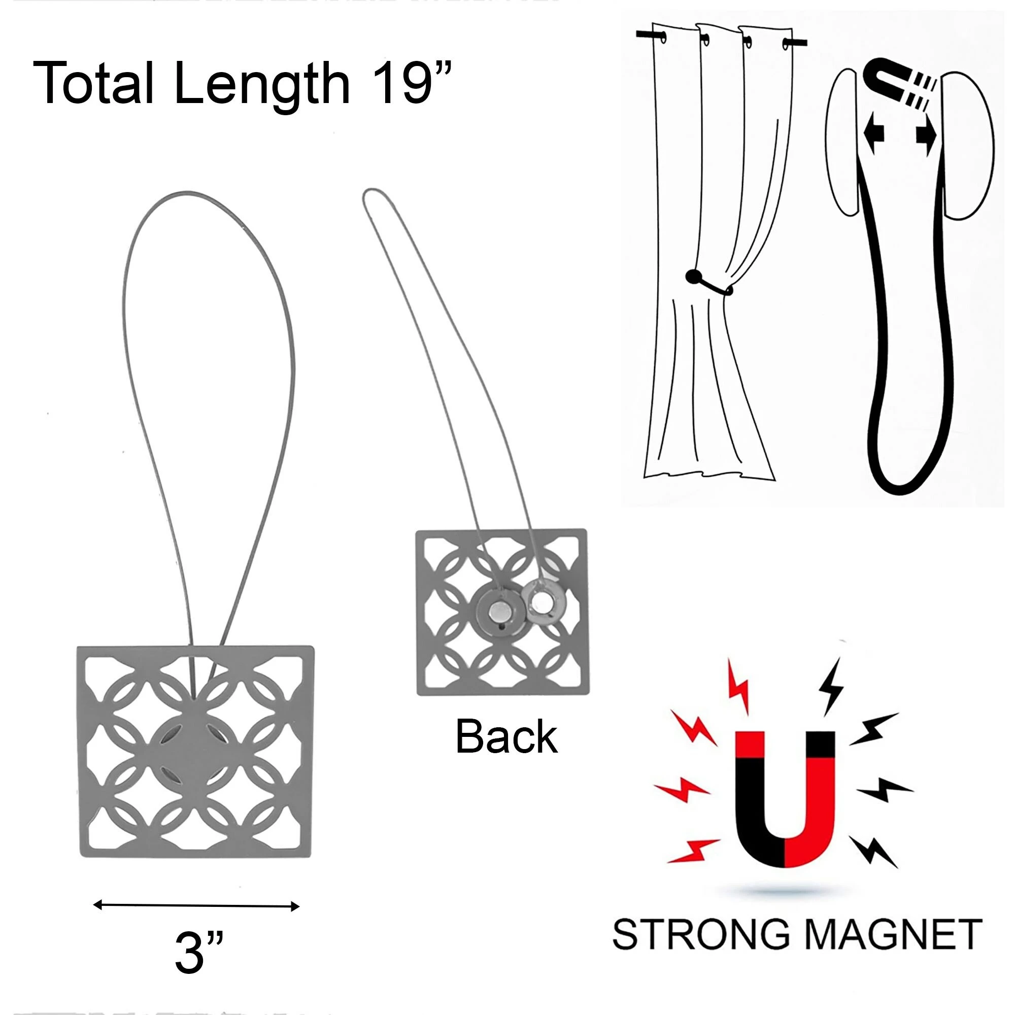 Promo ✨ Evideco Metal Geometric Tieback With Magnet Circles - 19"L X 3"W X 1"D Turquoise Blue ✨ 2 Promo ✨ Evideco Metal Geometric Tieback With Magnet Circles - 19"L X 3"W X 1"D Turquoise Blue ✨ - Image 2