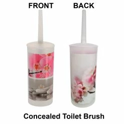 Coupon 👏 Evideco Orchid Toilet Brush And Holder Set Plastic - 4"L X 4"W X 13.7"H 🤩 -Evideco Shop Orchid Toilet Brush and Holder Set Plastic 3