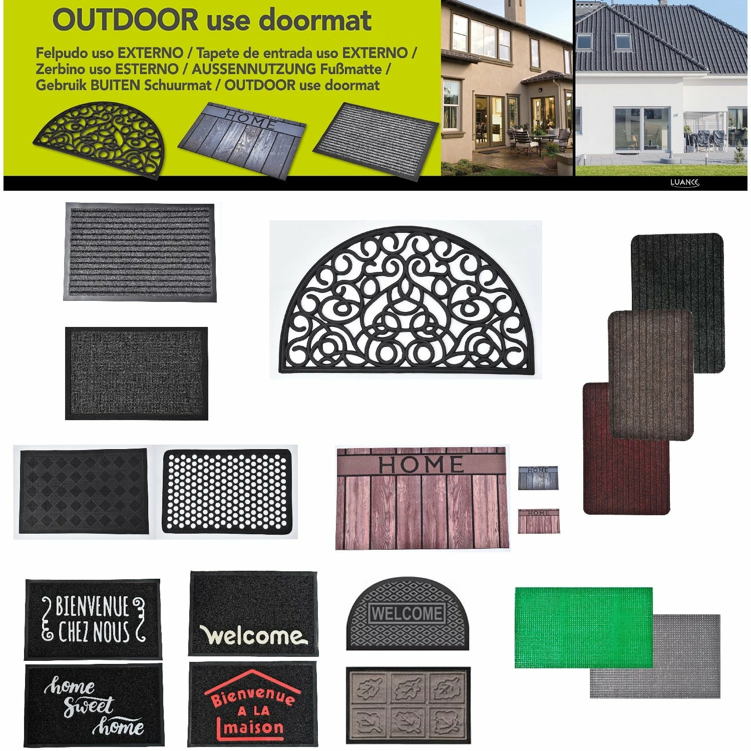 Cheap ❤️ Evideco Outdoor Front Door Mat Checkerboard Yvan Polypropylene Rubber Rug 24x16 Grey ⭐ - Image 5