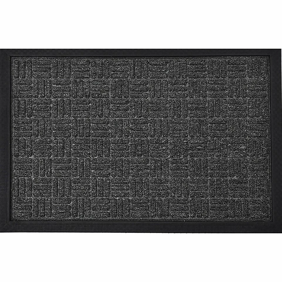 Cheap ❤️ Evideco Outdoor Front Door Mat Checkerboard Yvan Polypropylene Rubber Rug 24x16 Grey ⭐