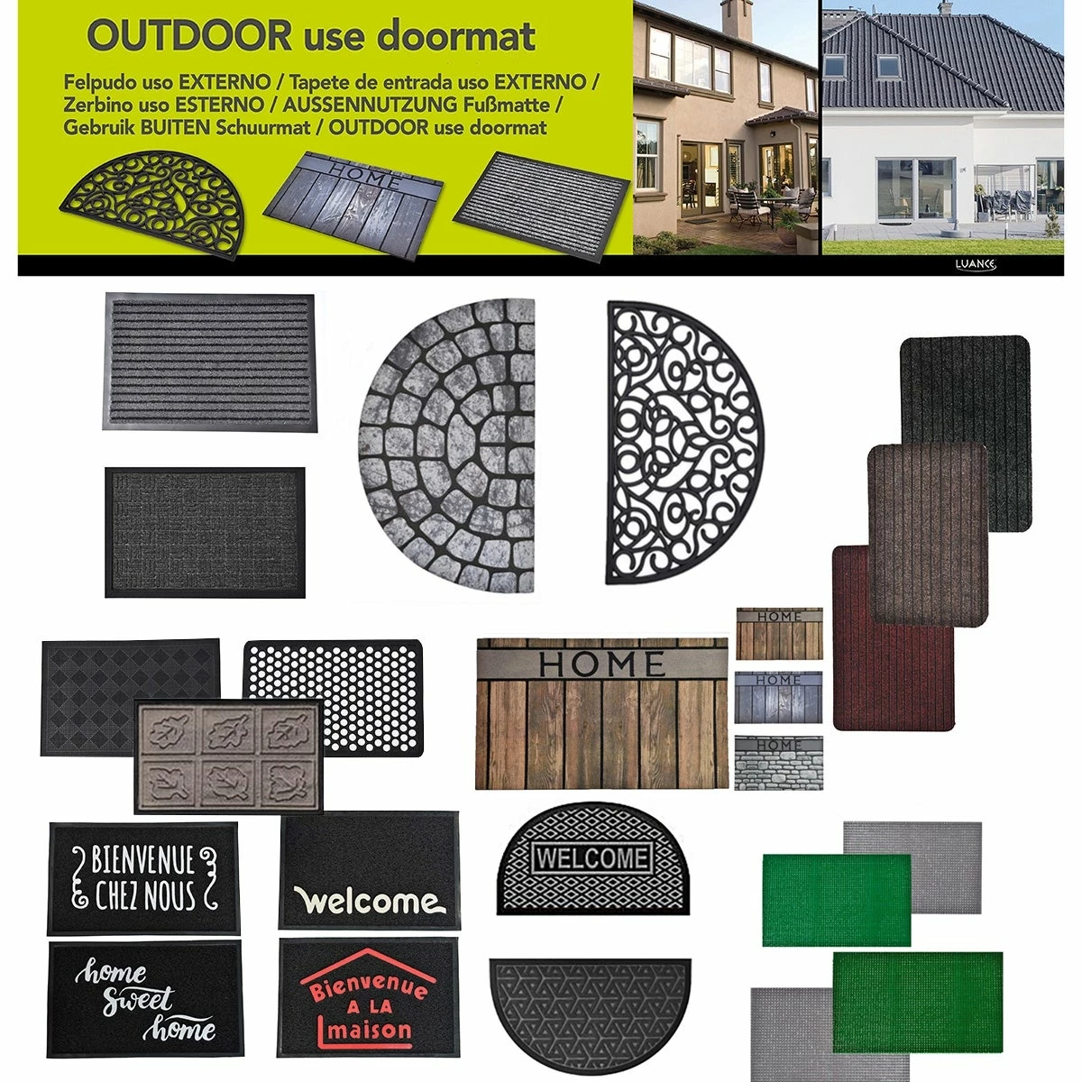 Outlet π Evideco Outdoor Wilson Half Round Front Door Mat Polyester Rubber Rug 30x18 Black β¨ - Image 5