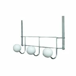 Promo 😉 Evideco Over The Door 🧥 Coat And Hat 3 Hooks BIG BALLS Rail/Rack Organizer White ✔️