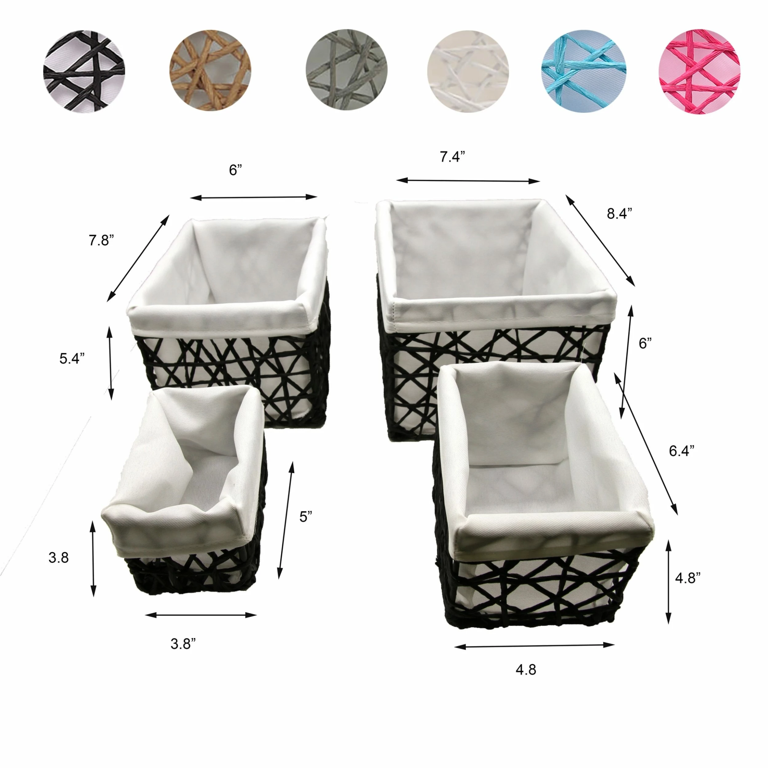 Outlet π Evideco Paper Rope/ Linen Storage Baskets (Set Of 4) - 8.4"L X 7.4"W X 6"H White π― - Image 3