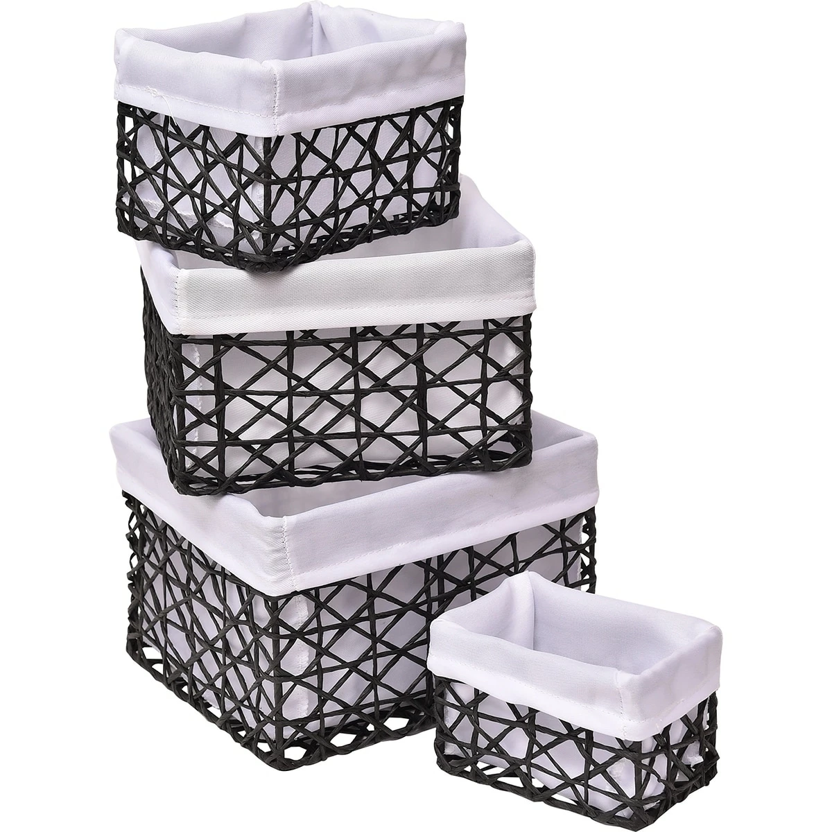 Outlet π Evideco Paper Rope/ Linen Storage Baskets (Set Of 4) - 8.4"L X 7.4"W X 6"H White π― - Image 12