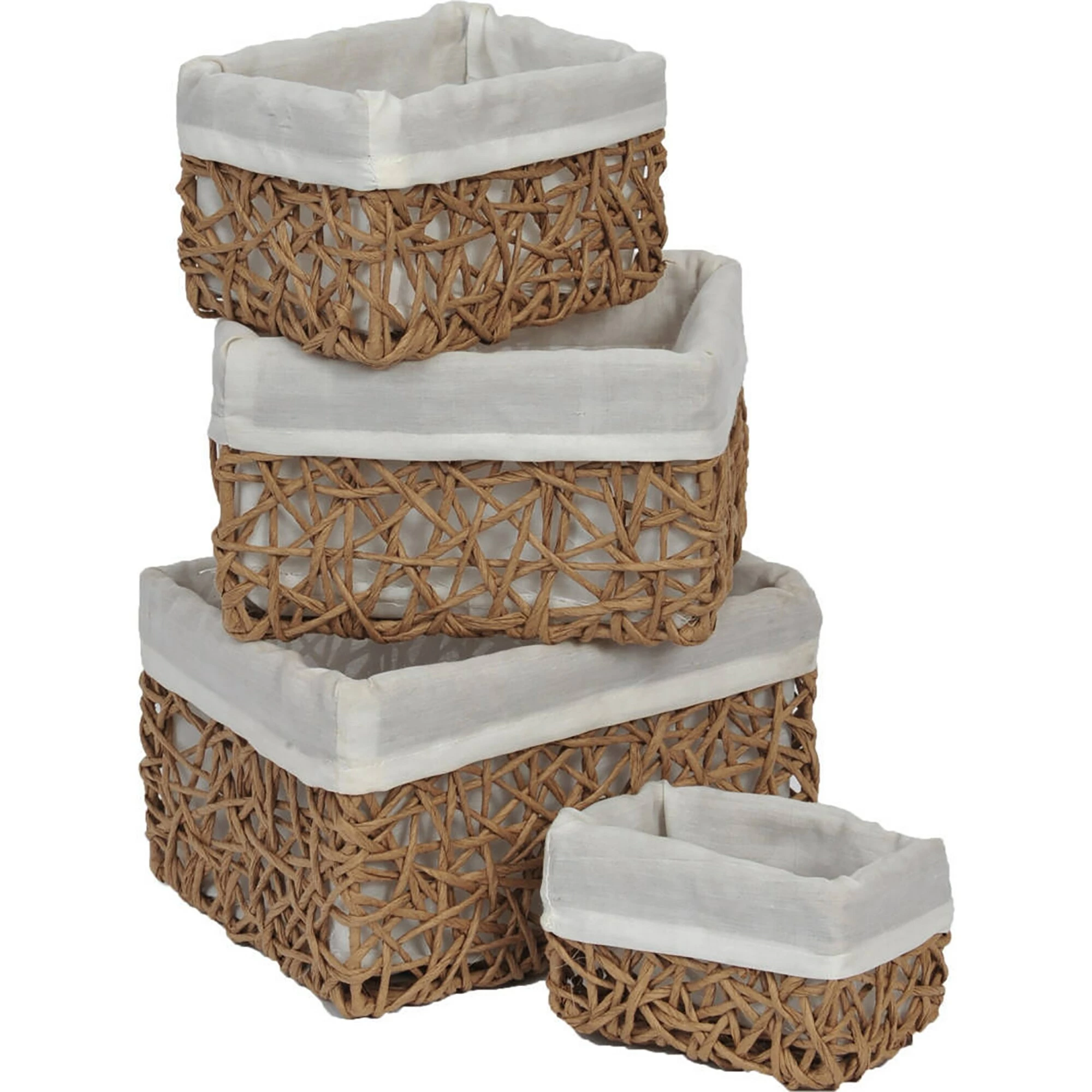 Outlet π Evideco Paper Rope/ Linen Storage Baskets (Set Of 4) - 8.4"L X 7.4"W X 6"H White π― - Image 15