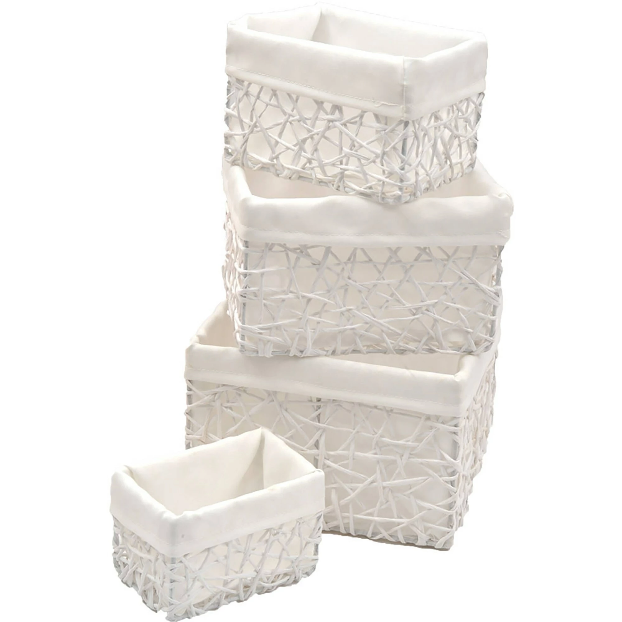 Outlet π Evideco Paper Rope/ Linen Storage Baskets (Set Of 4) - 8.4"L X 7.4"W X 6"H White π― - Image 4