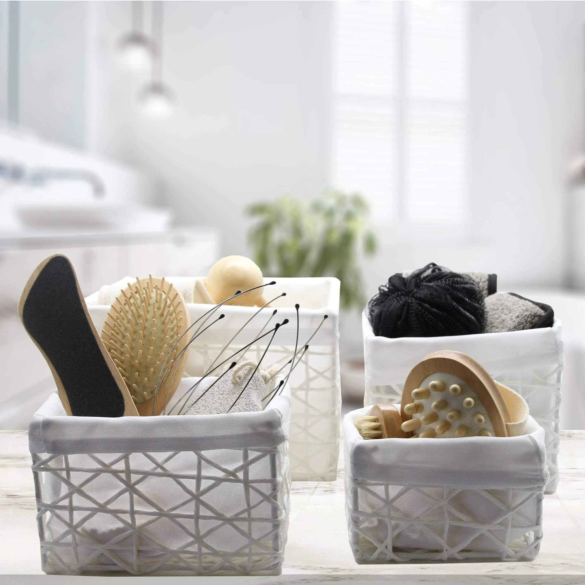 Outlet π Evideco Paper Rope/ Linen Storage Baskets (Set Of 4) - 8.4"L X 7.4"W X 6"H White π― - Image 5