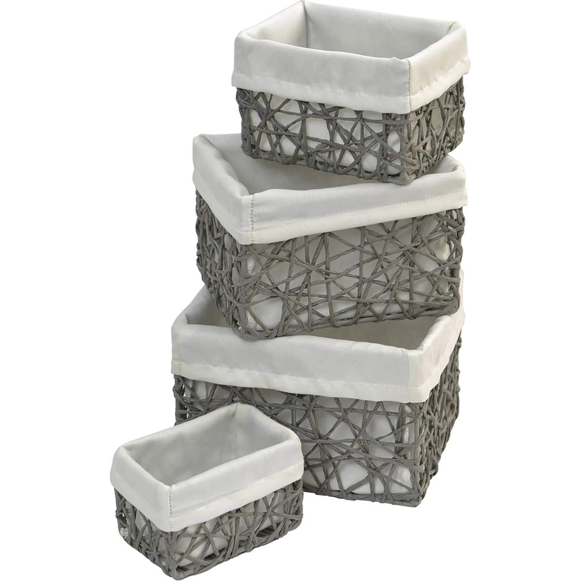 Outlet π Evideco Paper Rope/ Linen Storage Baskets (Set Of 4) - 8.4"L X 7.4"W X 6"H White π― - Image 8