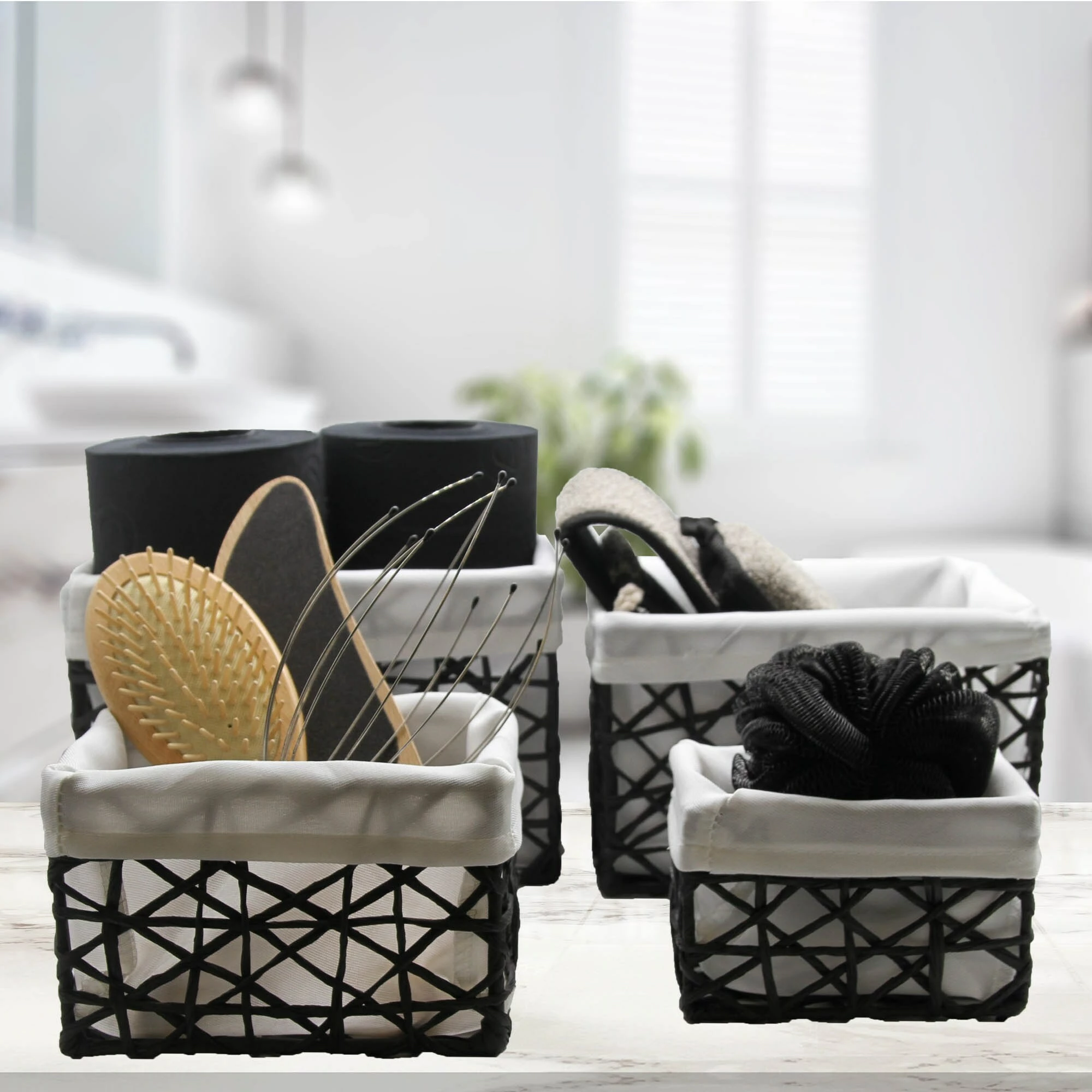 Outlet π Evideco Paper Rope/ Linen Storage Baskets (Set Of 4) - 8.4"L X 7.4"W X 6"H White π― - Image 2