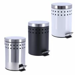 Best Sale 🔥 Evideco Round Metal Small Step Trash Can With Lid Waste Bin 3-liters-0.8-gal. Black ✔️
