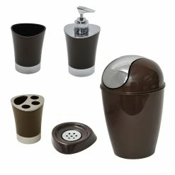 Coupon β Evideco SHINY Collection Bath Accessory Set-5 Pieces Brown π
