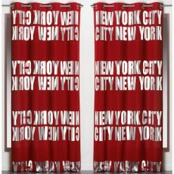 Cheapest ⌛ Evideco Set Of 2 Blackouts Window Curtain Panel NEW YORK CITY With Grommets Red 🥰