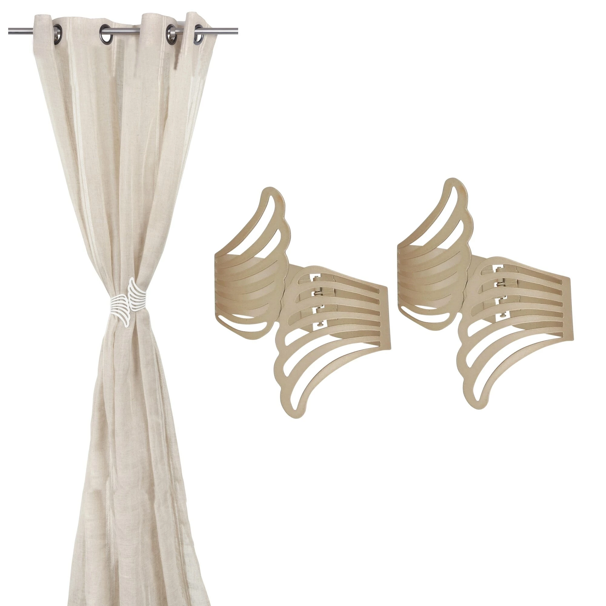 Promo π Evideco Set Of 2 Cuff Metal Wings Tieback Angel - 3.8"L X 3"W X 2.5"D White β 4 Promo π Evideco Set Of 2 Cuff Metal Wings Tieback Angel - 3.8"L X 3"W X 2.5"D White β - Image 4