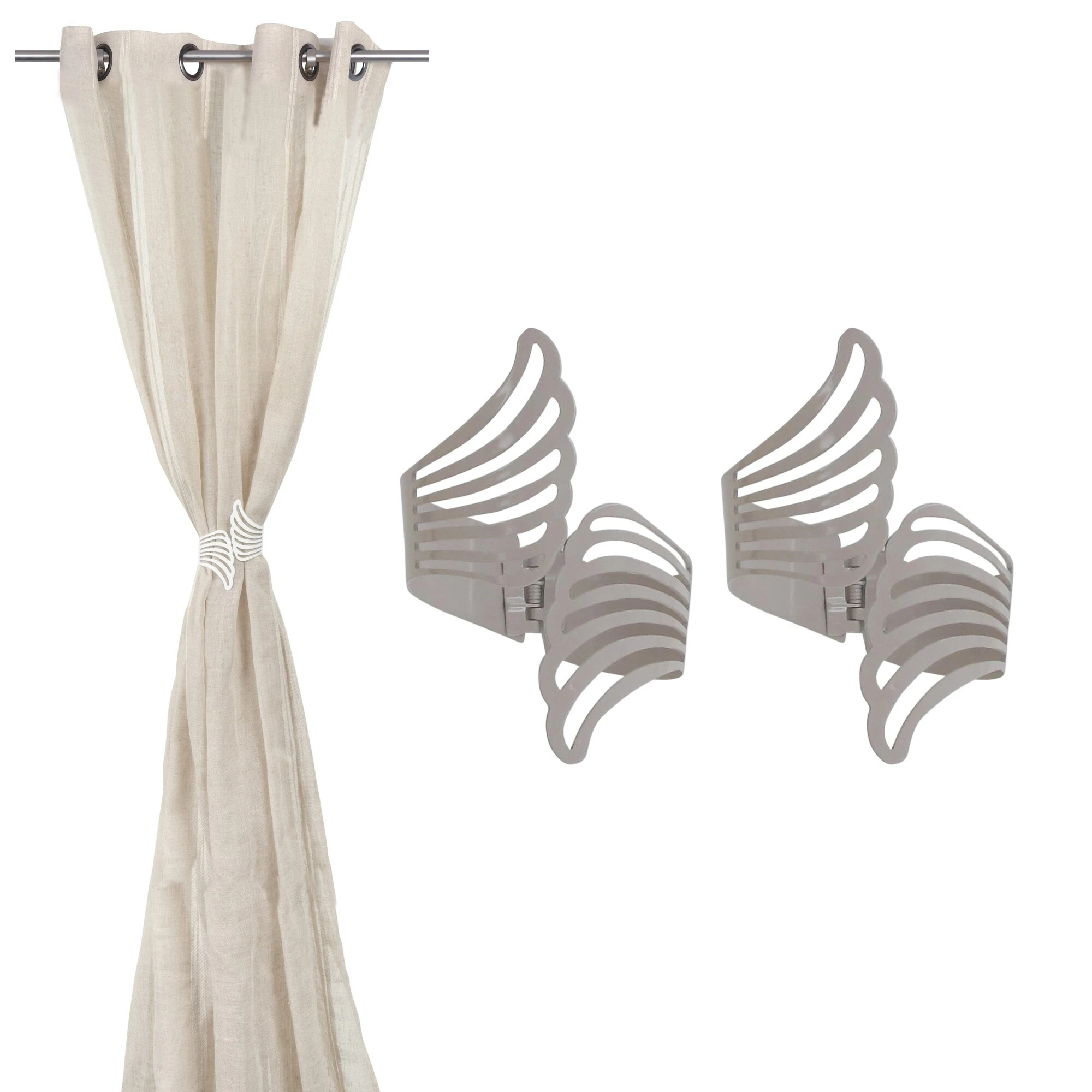 Promo π Evideco Set Of 2 Cuff Metal Wings Tieback Angel - 3.8"L X 3"W X 2.5"D White β 10 Promo π Evideco Set Of 2 Cuff Metal Wings Tieback Angel - 3.8"L X 3"W X 2.5"D White β - Image 10