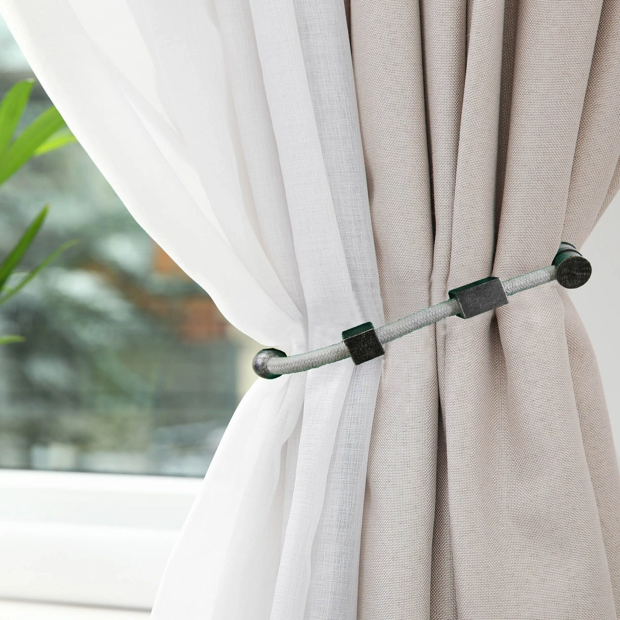 Coupon π Evideco Set Of 2 Magnetic Braided Cord Curtain Tiebacks Geochic Cotton Woven - 23"L X 1"W X 1"D White/gold β 11 Coupon π Evideco Set Of 2 Magnetic Braided Cord Curtain Tiebacks Geochic Cotton Woven - 23"L X 1"W X 1"D White/gold β - Image 11