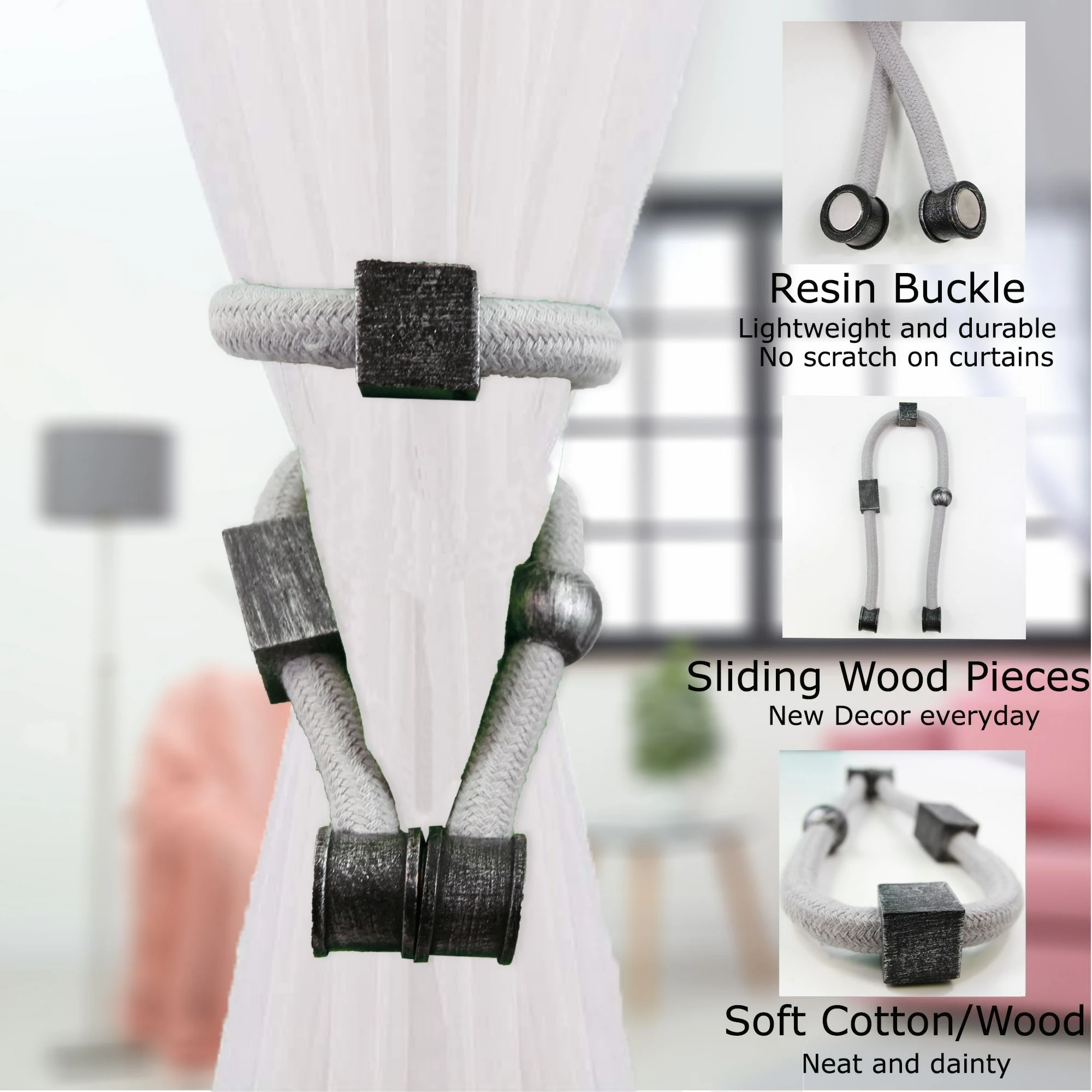 Coupon π Evideco Set Of 2 Magnetic Braided Cord Curtain Tiebacks Geochic Cotton Woven - 23"L X 1"W X 1"D White/gold β 12 Coupon π Evideco Set Of 2 Magnetic Braided Cord Curtain Tiebacks Geochic Cotton Woven - 23"L X 1"W X 1"D White/gold β - Image 12