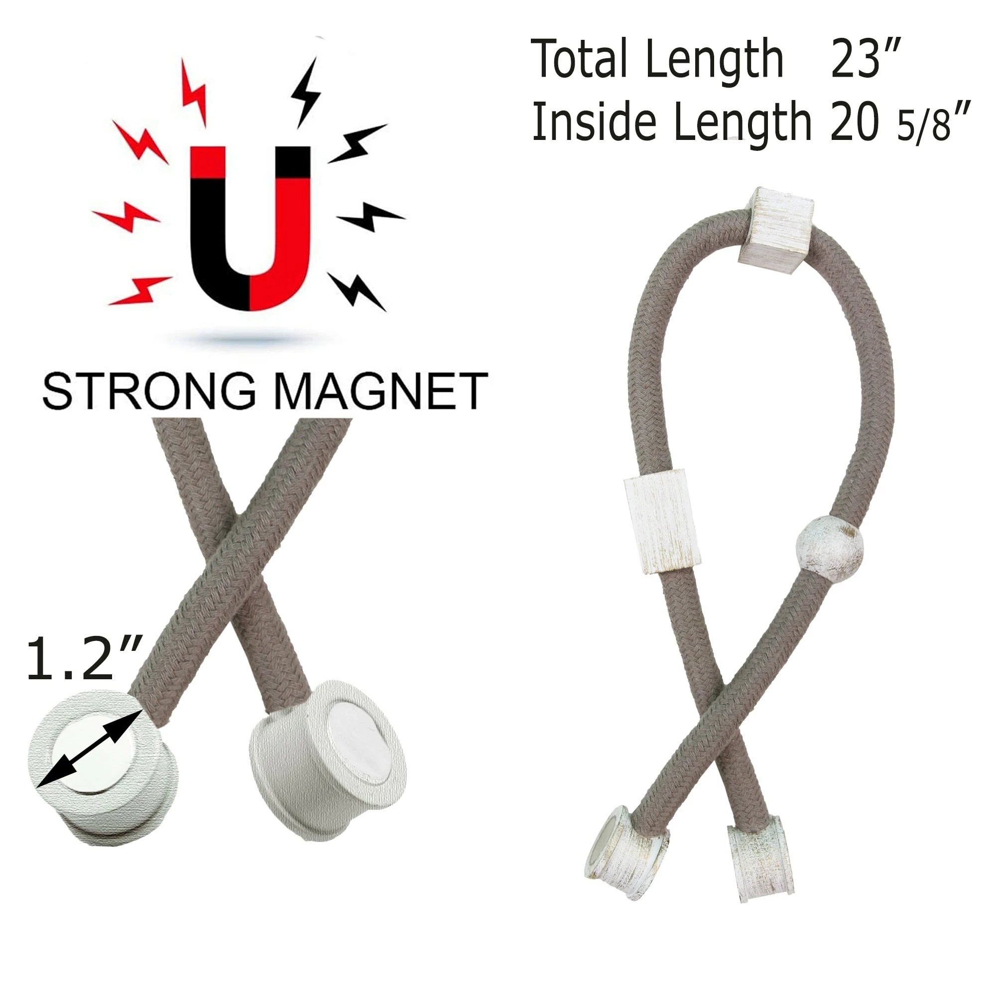 Coupon π Evideco Set Of 2 Magnetic Braided Cord Curtain Tiebacks Geochic Cotton Woven - 23"L X 1"W X 1"D White/gold β 4 Coupon π Evideco Set Of 2 Magnetic Braided Cord Curtain Tiebacks Geochic Cotton Woven - 23"L X 1"W X 1"D White/gold β - Image 4