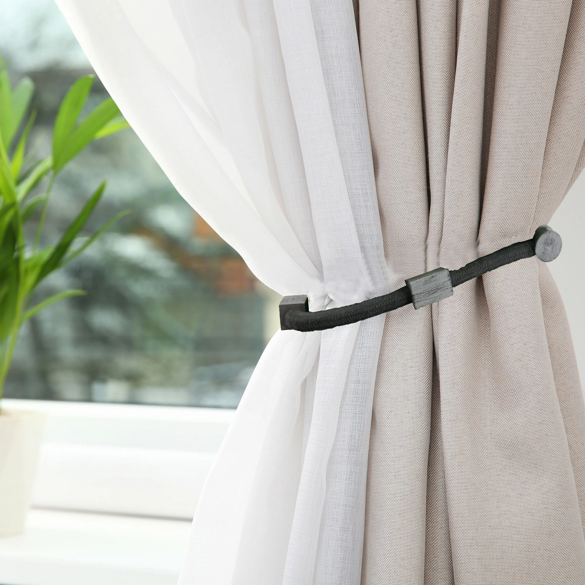 Coupon π Evideco Set Of 2 Magnetic Braided Cord Curtain Tiebacks Geochic Cotton Woven - 23"L X 1"W X 1"D White/gold β 7 Coupon π Evideco Set Of 2 Magnetic Braided Cord Curtain Tiebacks Geochic Cotton Woven - 23"L X 1"W X 1"D White/gold β - Image 7