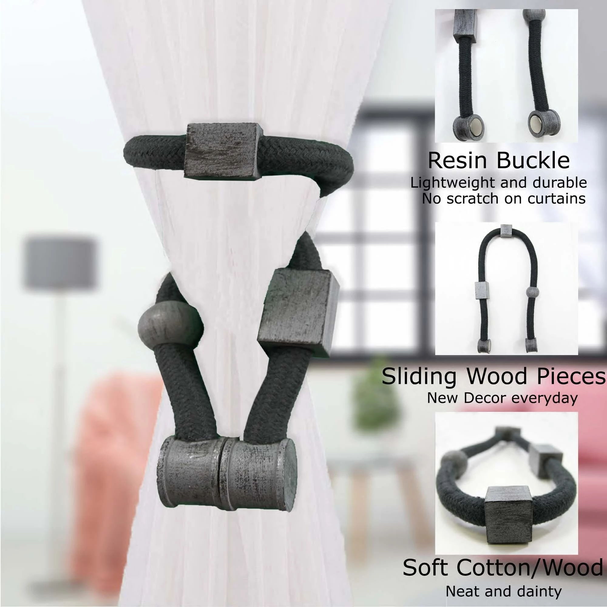 Coupon π Evideco Set Of 2 Magnetic Braided Cord Curtain Tiebacks Geochic Cotton Woven - 23"L X 1"W X 1"D White/gold β 8 Coupon π Evideco Set Of 2 Magnetic Braided Cord Curtain Tiebacks Geochic Cotton Woven - 23"L X 1"W X 1"D White/gold β - Image 8