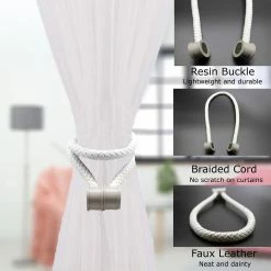 Coupon 🛒 Evideco Set Of 2 Magnetic Braided Cord Curtain Tiebacks Orphee Faux Leather - 23 1/2"L X 0 1/2"W X 0 1/2"H Taupe 😉 -Evideco Shop Set of 2 Magnetic Braided Cord Curtain Tiebacks Orphee Faux Leather 13