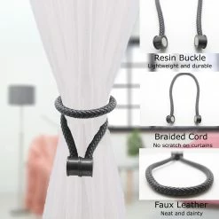 Coupon 🛒 Evideco Set Of 2 Magnetic Braided Cord Curtain Tiebacks Orphee Faux Leather - 23 1/2"L X 0 1/2"W X 0 1/2"H Taupe 😉 -Evideco Shop Set of 2 Magnetic Braided Cord Curtain Tiebacks Orphee Faux Leather 2