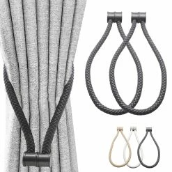 Coupon 🛒 Evideco Set Of 2 Magnetic Braided Cord Curtain Tiebacks Orphee Faux Leather - 23 1/2"L X 0 1/2"W X 0 1/2"H Taupe 😉 -Evideco Shop Set of 2 Magnetic Braided Cord Curtain Tiebacks Orphee Faux Leather 3
