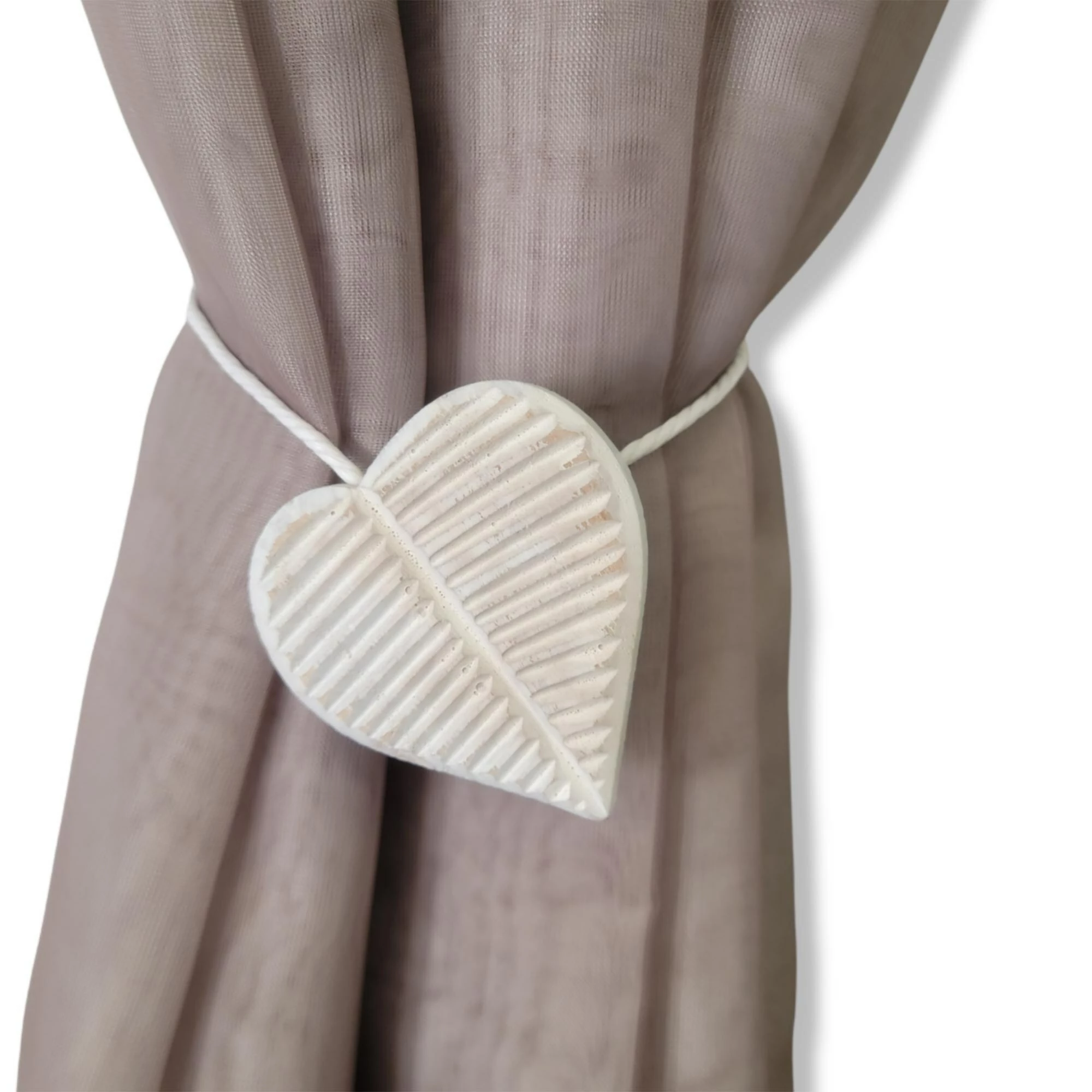 Buy π Evideco Set Of 2 Magnetic Curtain Tieback Wooden Heart Ottawa Small Size - 12"L X 2"W X 1"D Old Grey π 2 Buy π Evideco Set Of 2 Magnetic Curtain Tieback Wooden Heart Ottawa Small Size - 12"L X 2"W X 1"D Old Grey π - Image 2