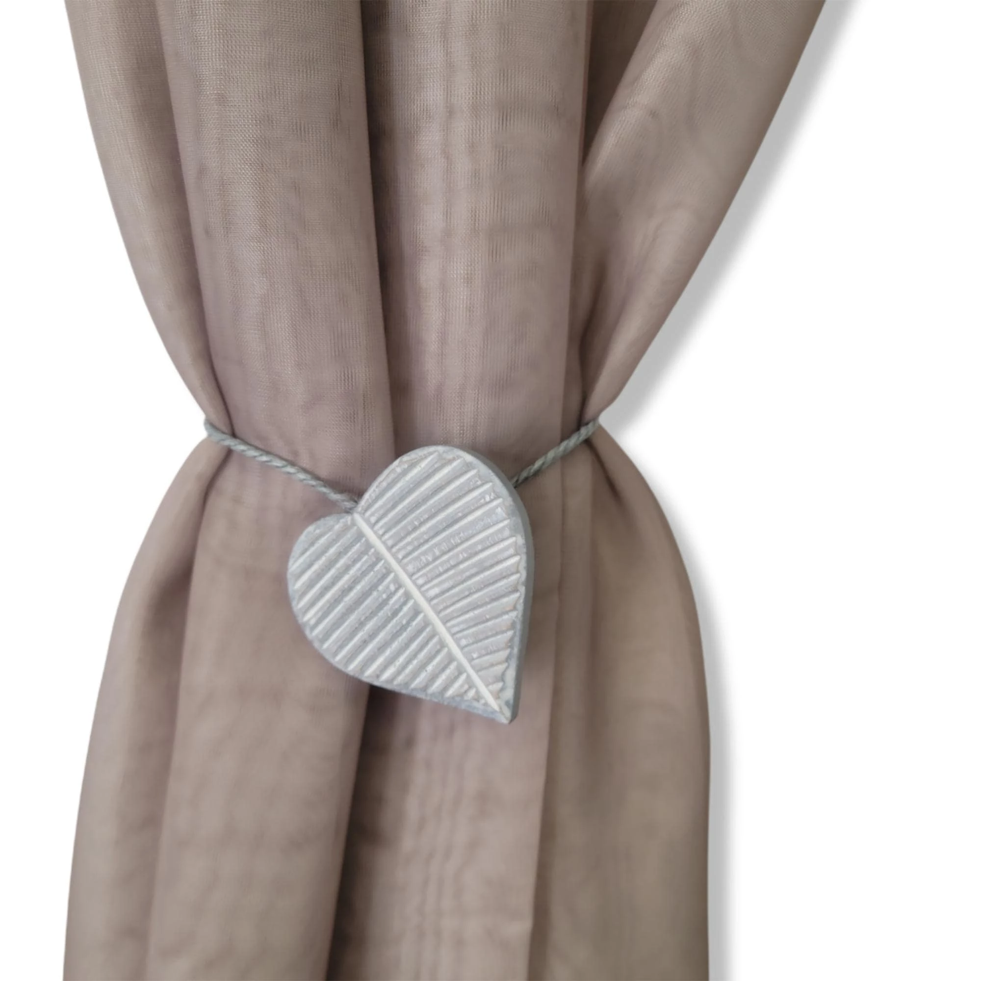 Buy π Evideco Set Of 2 Magnetic Curtain Tieback Wooden Heart Ottawa Small Size - 12"L X 2"W X 1"D Old Grey π 11 Buy π Evideco Set Of 2 Magnetic Curtain Tieback Wooden Heart Ottawa Small Size - 12"L X 2"W X 1"D Old Grey π - Image 11