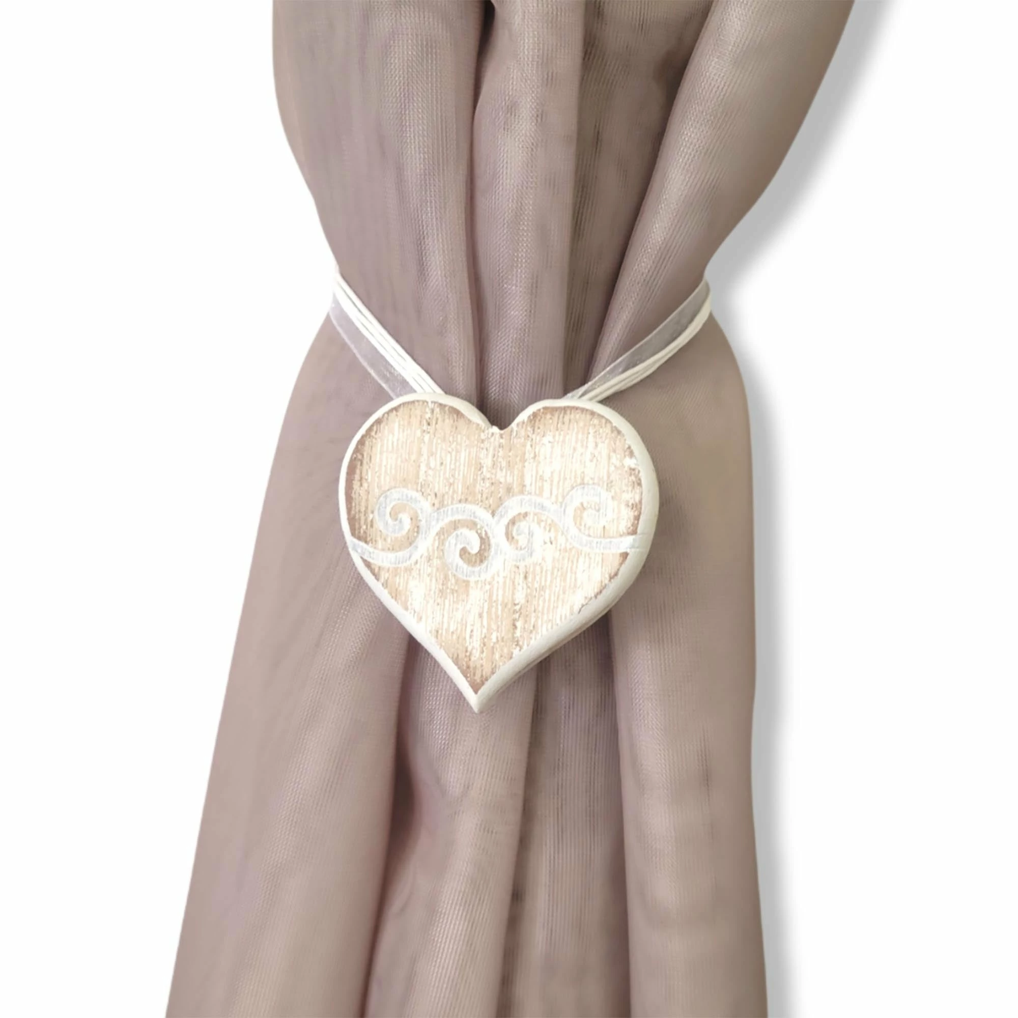 Best Pirce π Evideco Set Of 2 Magnetic Curtain Tieback Wooden Heart Sweety Small Size - 12"L X 2"W X 1"D Black/silver π 2 Best Pirce π Evideco Set Of 2 Magnetic Curtain Tieback Wooden Heart Sweety Small Size - 12"L X 2"W X 1"D Black/silver π - Image 2
