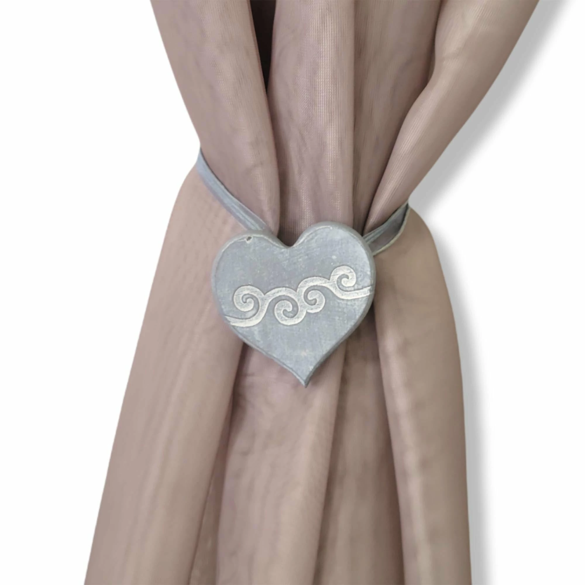 Best Pirce π Evideco Set Of 2 Magnetic Curtain Tieback Wooden Heart Sweety Small Size - 12"L X 2"W X 1"D Black/silver π 15 Best Pirce π Evideco Set Of 2 Magnetic Curtain Tieback Wooden Heart Sweety Small Size - 12"L X 2"W X 1"D Black/silver π - Image 15