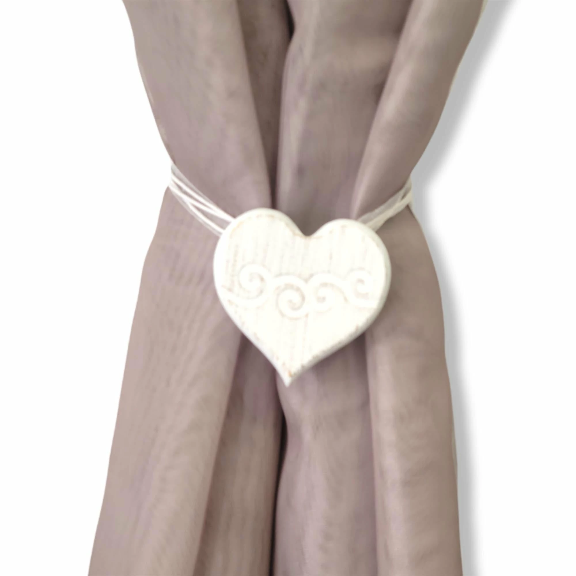 Best Pirce π Evideco Set Of 2 Magnetic Curtain Tieback Wooden Heart Sweety Small Size - 12"L X 2"W X 1"D Black/silver π 5 Best Pirce π Evideco Set Of 2 Magnetic Curtain Tieback Wooden Heart Sweety Small Size - 12"L X 2"W X 1"D Black/silver π - Image 5