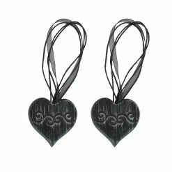 Best Pirce π Evideco Set Of 2 Magnetic Curtain Tieback Wooden Heart Sweety Small Size - 12"L X 2"W X 1"D Black/silver π 24 Best Pirce π Evideco Set Of 2 Magnetic Curtain Tieback Wooden Heart Sweety Small Size - 12"L X 2"W X 1"D Black/silver π -Evideco Shop Set of 2 Magnetic Curtain Tieback Wooden Heart Sweety Small Size 9