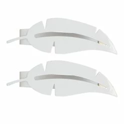 Discount 💯 Evideco Set Of 2 Metal Feather Tieback With Magnet Plume Shiny - 6.8"L X 2"W X 1"D White 💯