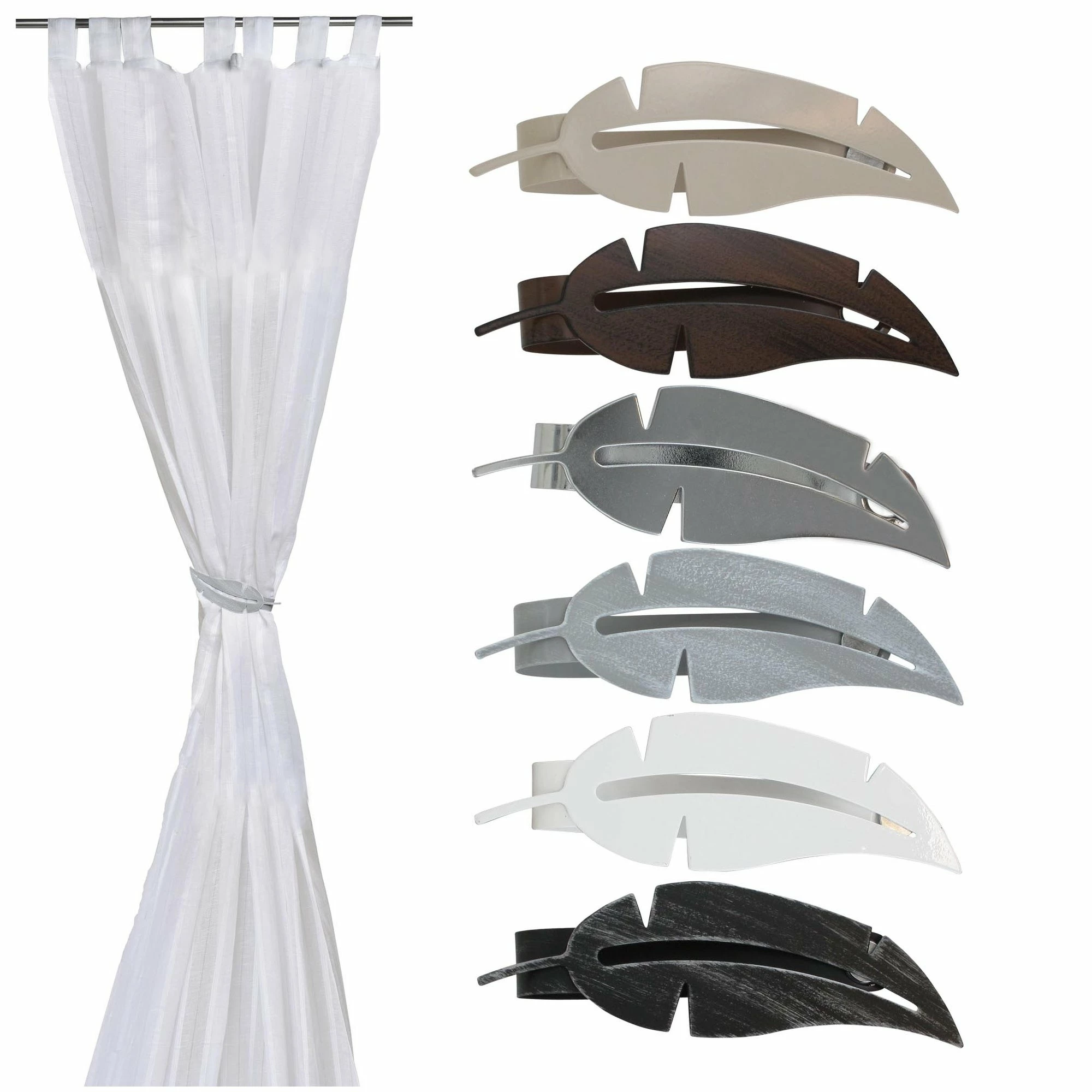 Discount π― Evideco Set Of 2 Metal Feather Tieback With Magnet Plume Shiny - 6.8"L X 2"W X 1"D White π― 4 Discount π― Evideco Set Of 2 Metal Feather Tieback With Magnet Plume Shiny - 6.8"L X 2"W X 1"D White π― - Image 4