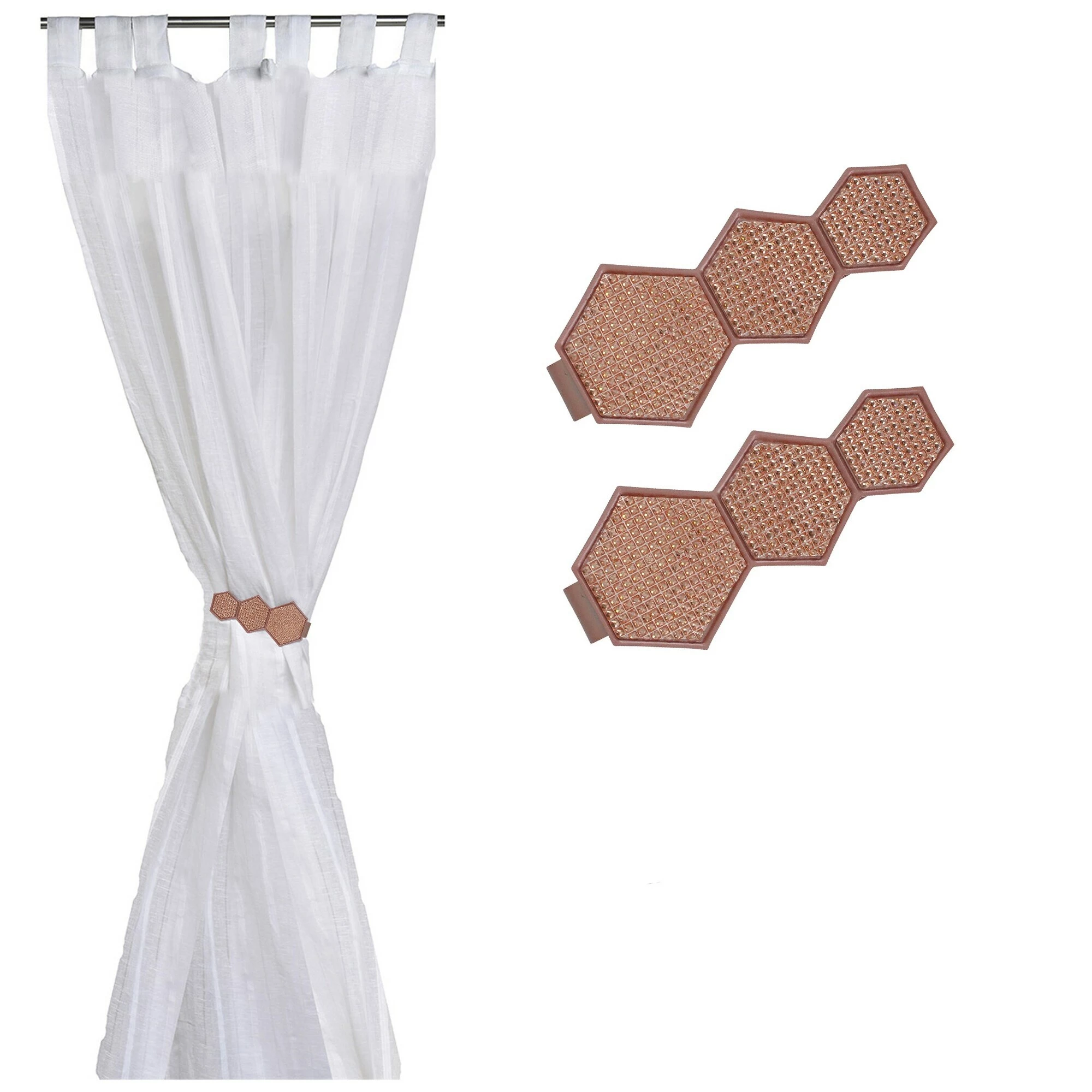 Buy π Evideco Set Of 2 Metal Geometric Tieback With Magnet Monte Carlo - 5.8"L X 2.8"W X 1"D Red π 2 Buy π Evideco Set Of 2 Metal Geometric Tieback With Magnet Monte Carlo - 5.8"L X 2.8"W X 1"D Red π - Image 2