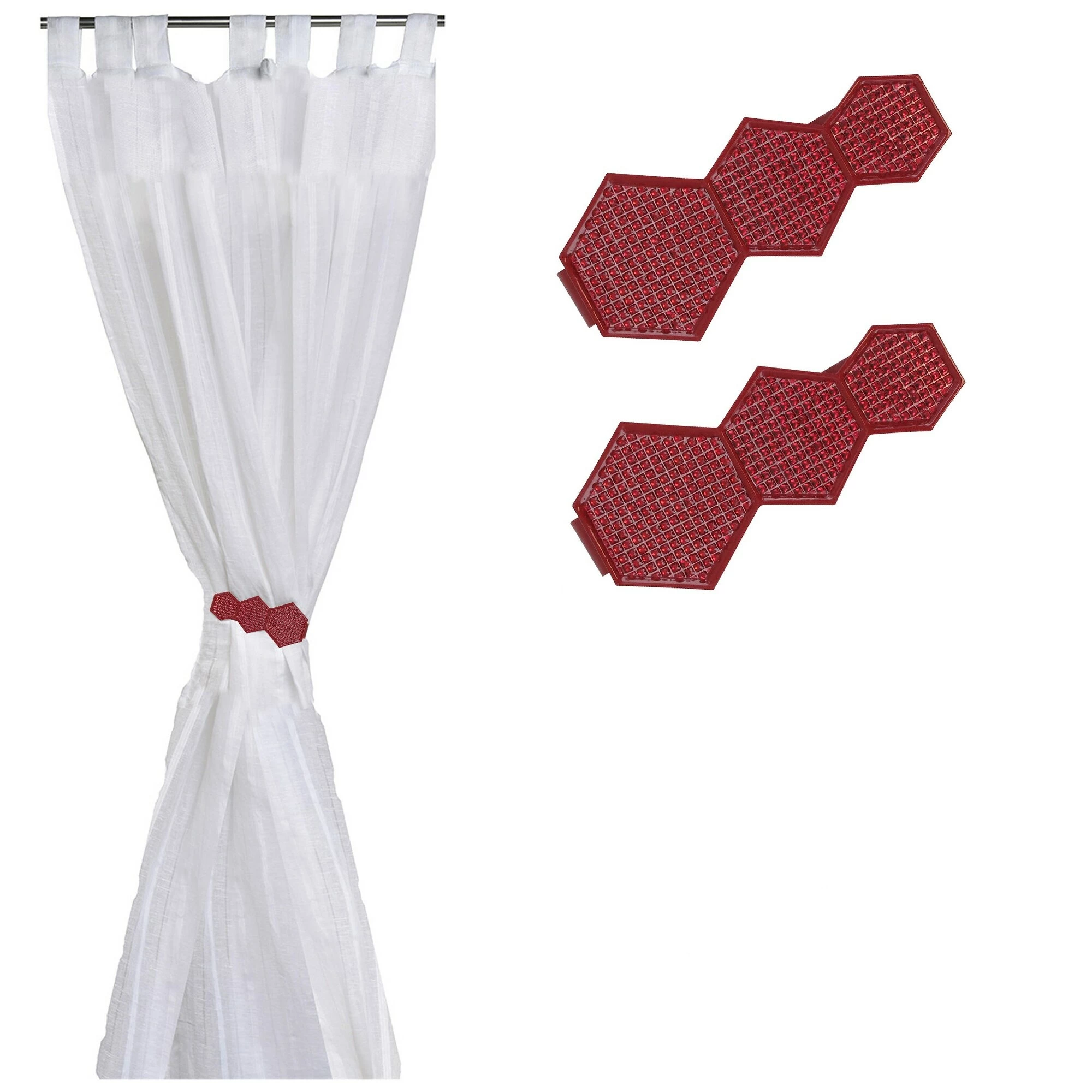 Buy π Evideco Set Of 2 Metal Geometric Tieback With Magnet Monte Carlo - 5.8"L X 2.8"W X 1"D Red π 1 Buy π Evideco Set Of 2 Metal Geometric Tieback With Magnet Monte Carlo - 5.8"L X 2.8"W X 1"D Red π