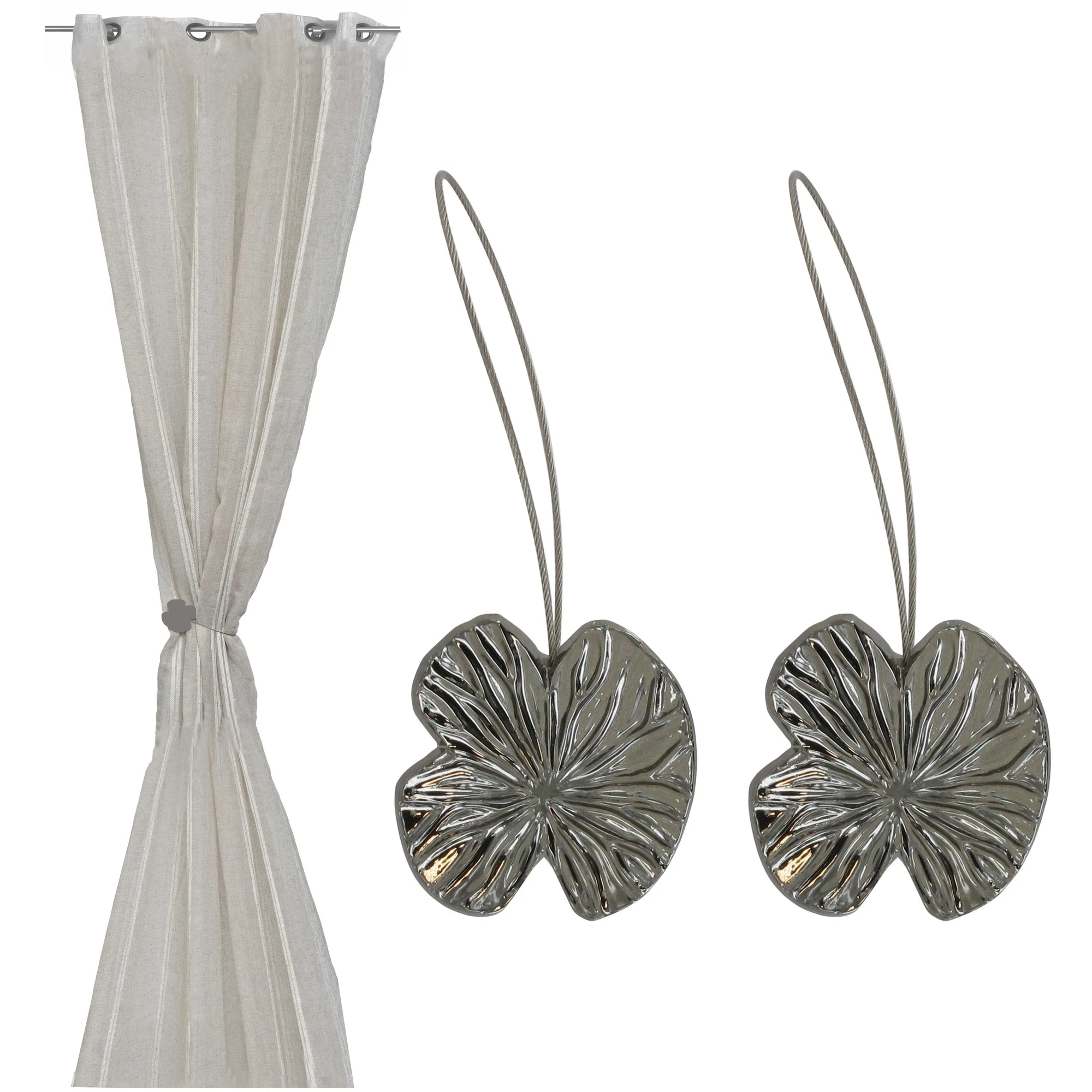 Top 10 𧨠Evideco Set Of 2 Resin Water Lily Tieback With Magnet Nenuphar Small Size - 12"L X 2.4W" X 1"D White/gold β 2 Top 10 𧨠Evideco Set Of 2 Resin Water Lily Tieback With Magnet Nenuphar Small Size - 12"L X 2.4W" X 1"D White/gold β - Image 2