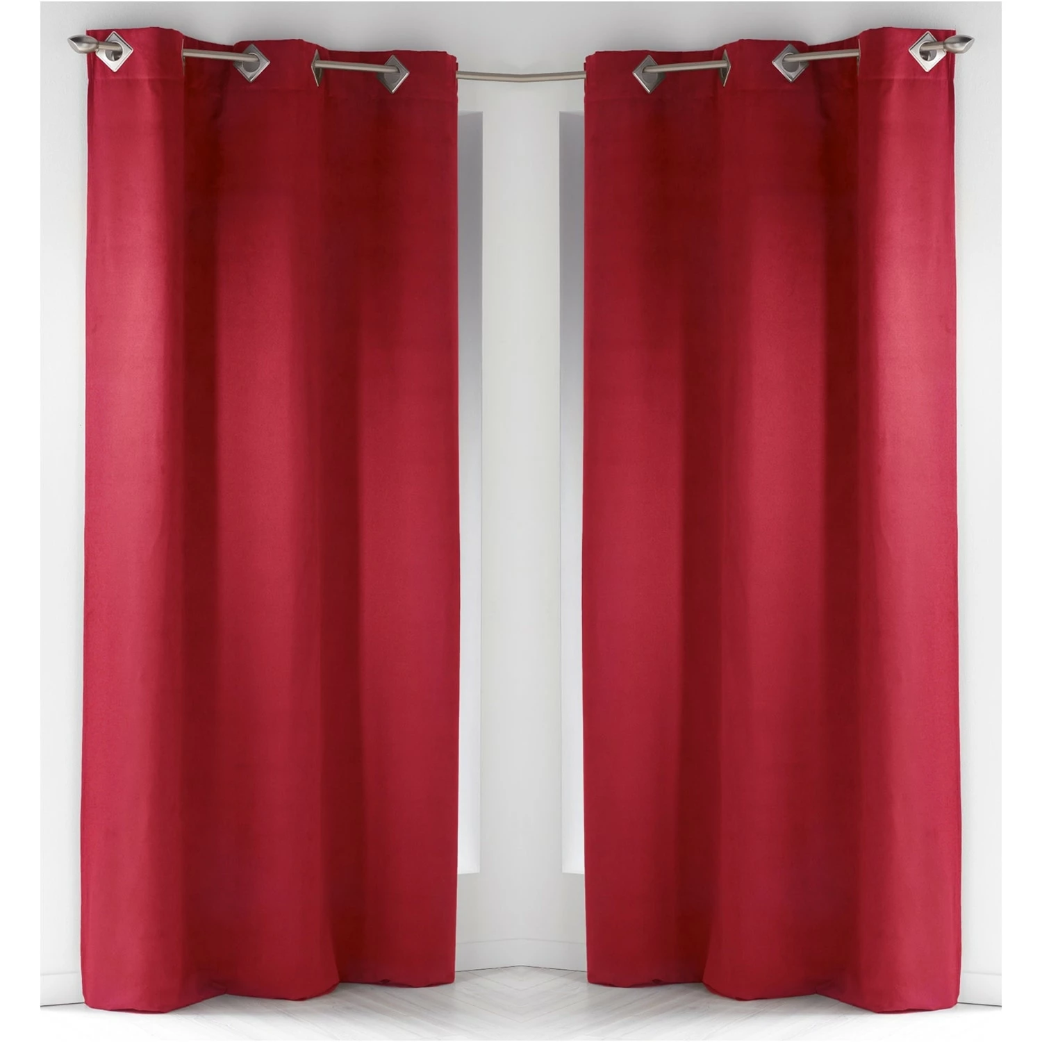 Buy π Evideco Set Of 2 Solid Window Curtain Panel Grommet Suedine Brown Glaze π - Image 2