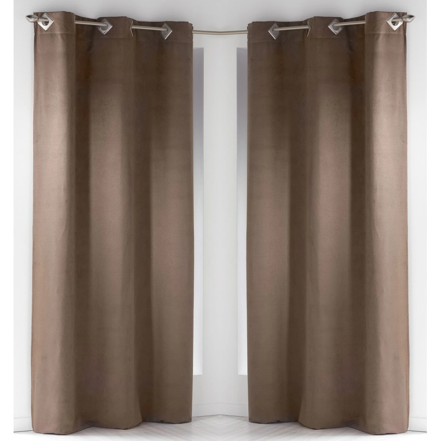 Buy π Evideco Set Of 2 Solid Window Curtain Panel Grommet Suedine Brown Glaze π - Image 4