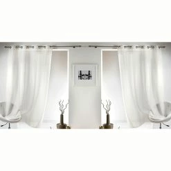 Best Sale 🤩 Evideco Set Of 2 Striped Sheer Curtain Panels Grommet Mirano Brown Glaze 😍