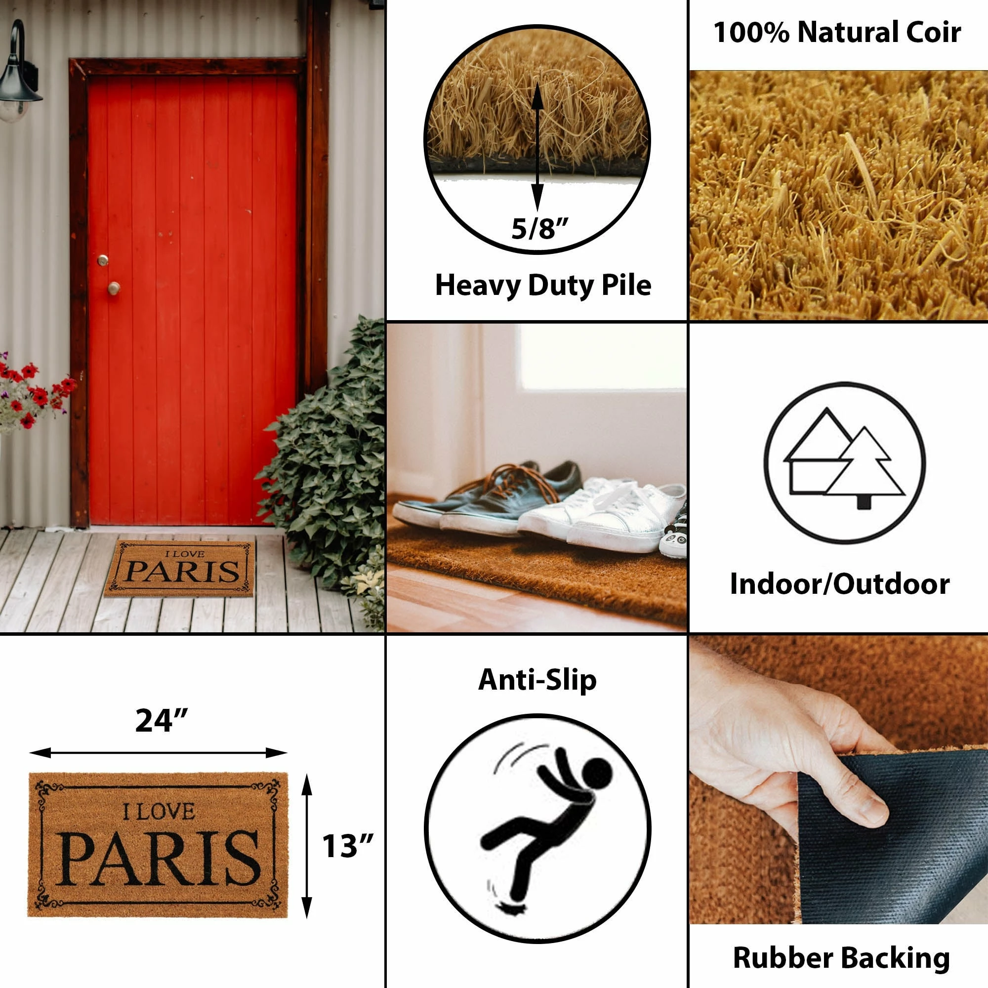 Outlet βοΈ Evideco Sheltered Coconut Door Mat Printed I Love Paris 24x13 Natural π₯ 3 Outlet βοΈ Evideco Sheltered Coconut Door Mat Printed I Love Paris 24x13 Natural π₯ - Image 3